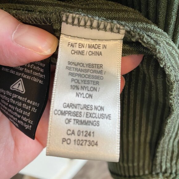 Women's Green Corduroy Long Sleeve Dress - Picture 7 of 10